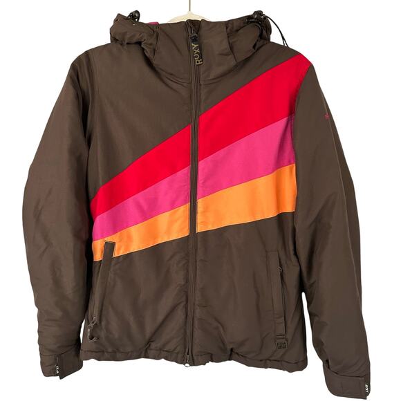 Roxy Snow Jacket Women’s Size XS Snowboard Ski 5000 mm  Brown Pink Orange - Picture 1 of 9
